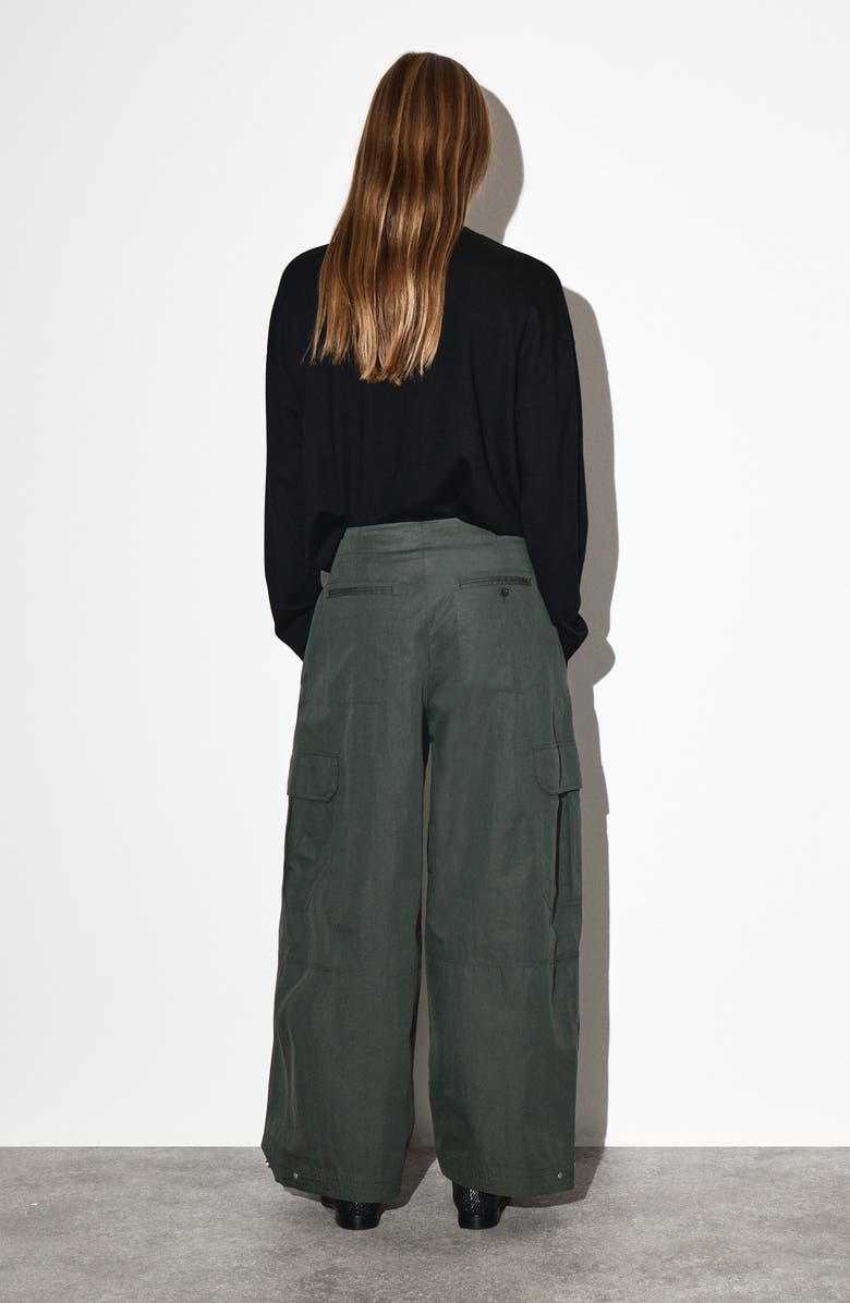 COS Rubble Barrel Leg Cargo Pants, Alternate, color, Green Dark