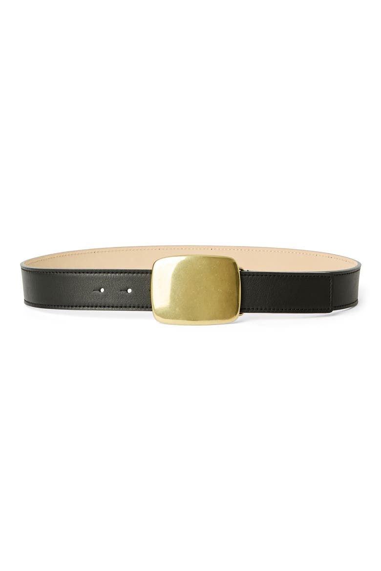 Leighton Leather Belt, Main, color, BLACK BRASS