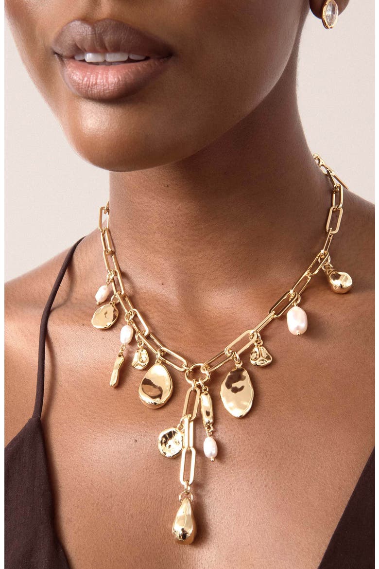 Liquid Metal Charm Y-Necklace, Alternate, color, GOLD