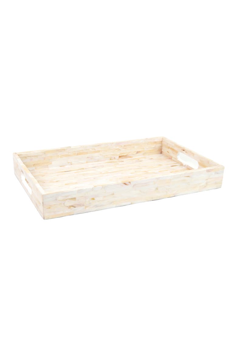 Mother of Pearl Rectangular Serving Tray, Main, color, IVORY MULTI