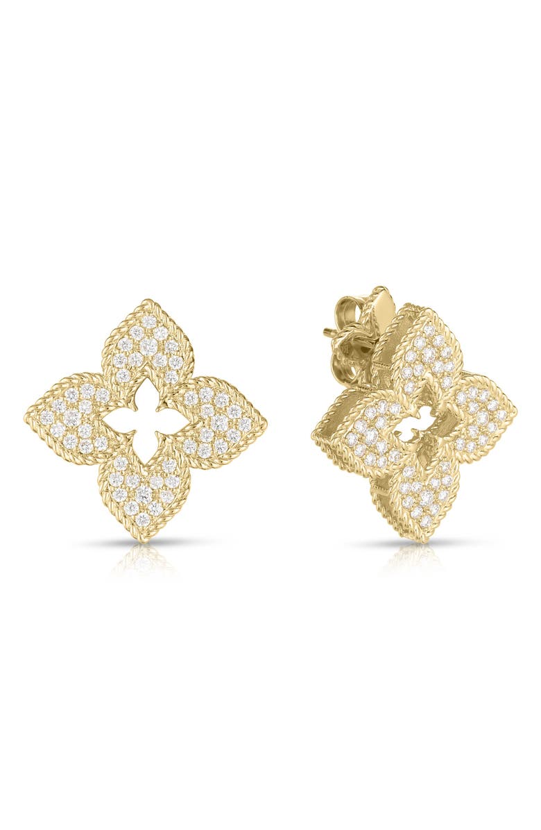 Roberto Coin Venetian Princess Diamond Stud Earrings, Main, color, Yellow Gold
