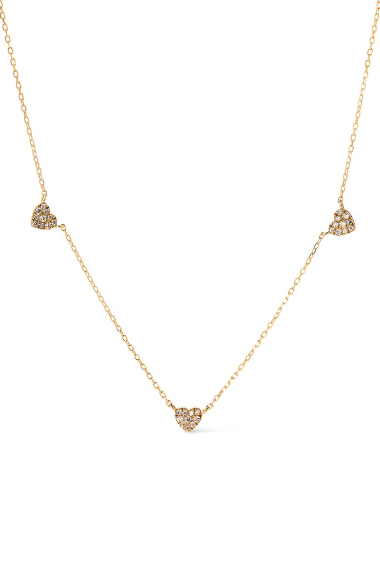 Ana Luisa Gold Heart Necklace - Diamond Heart Station Necklace, Main, color, 