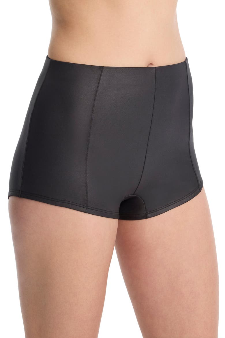 Late Night Faux Leather Hot Pants, Alternate, color, Black