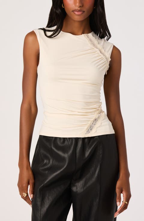 Frances Lace Trim Ruched Top