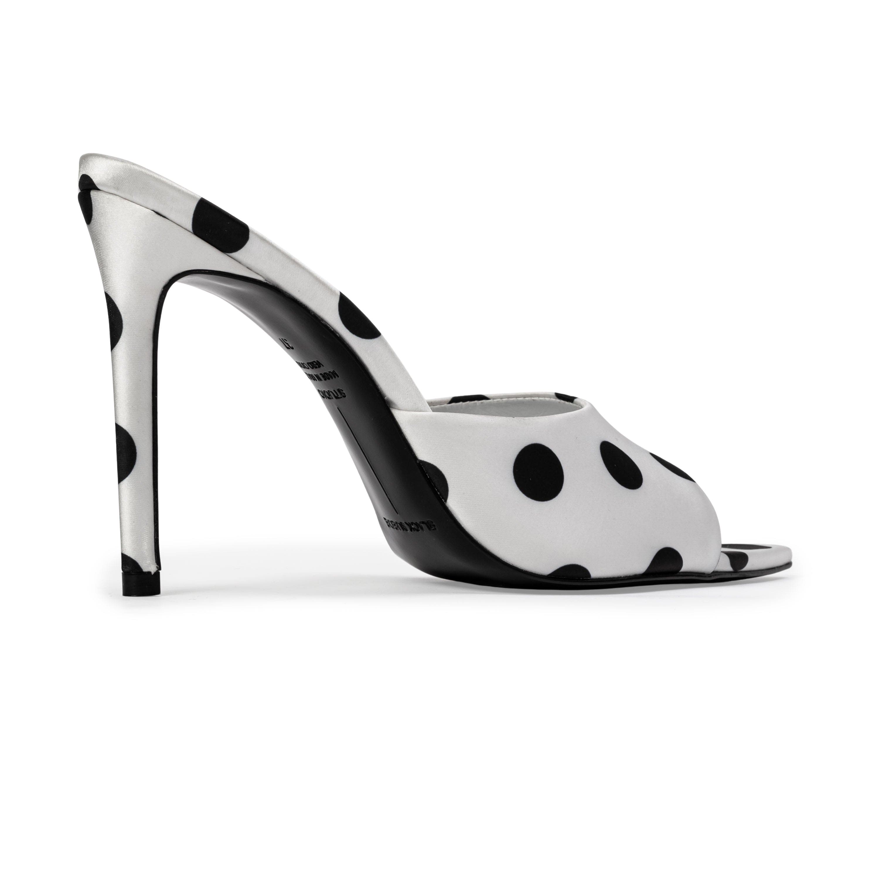 Bella 100 Mule, Alternate, color, White Polka Dot Satin