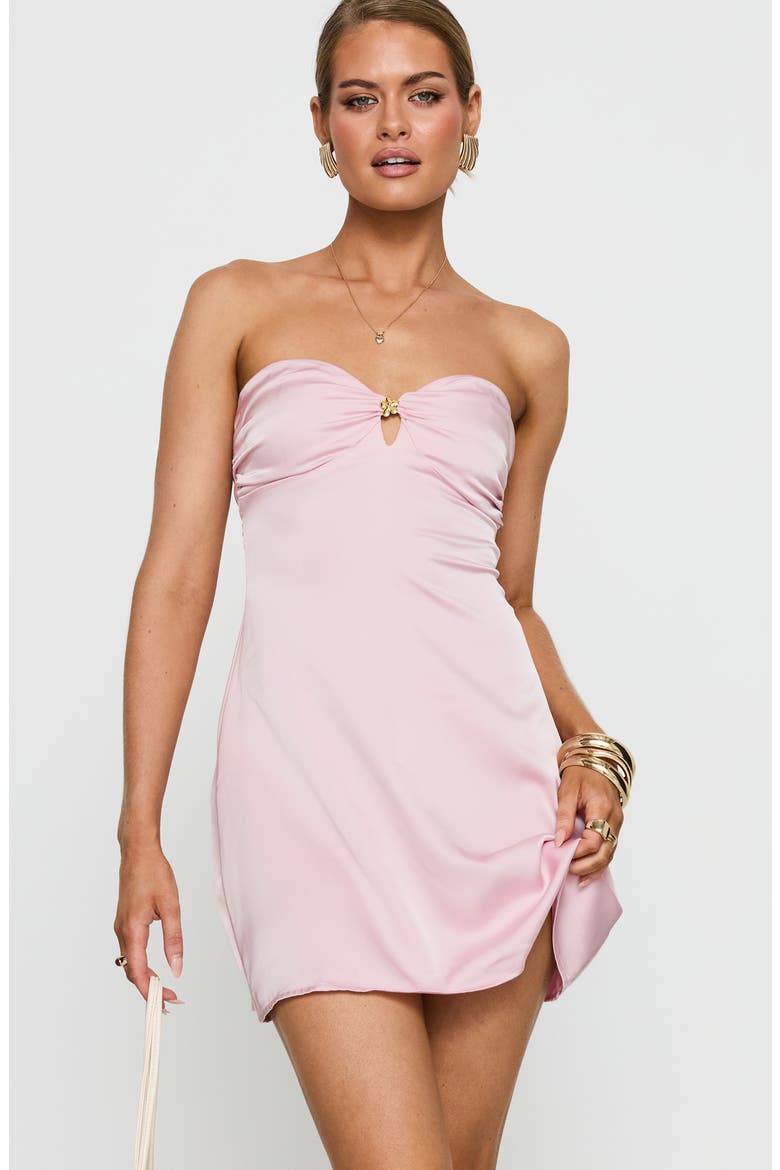 Americano Strapless Satin Cocktail Minidress, Alternate, color, PINK
