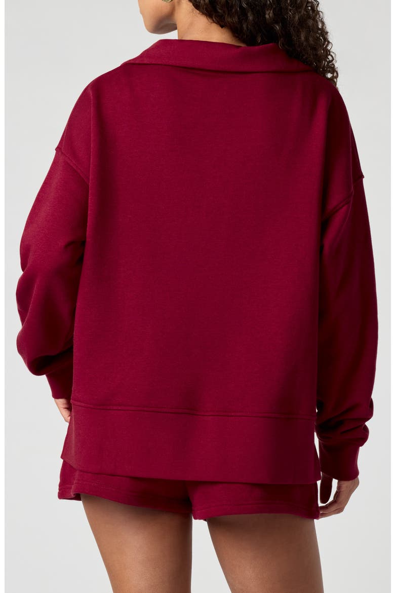 Polo Collar Sweatshirt, Alternate, color, CRIMSON