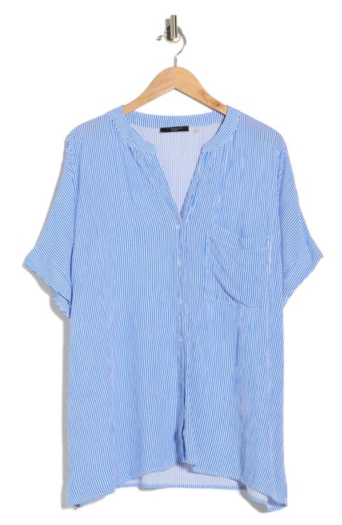 Elbow Sleeve Button-Up Shirt (Plus)