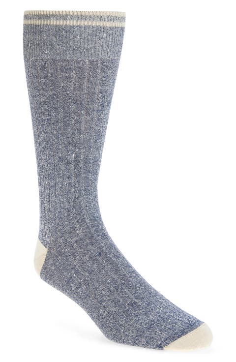 Ribbed Linen Blend Dress Socks