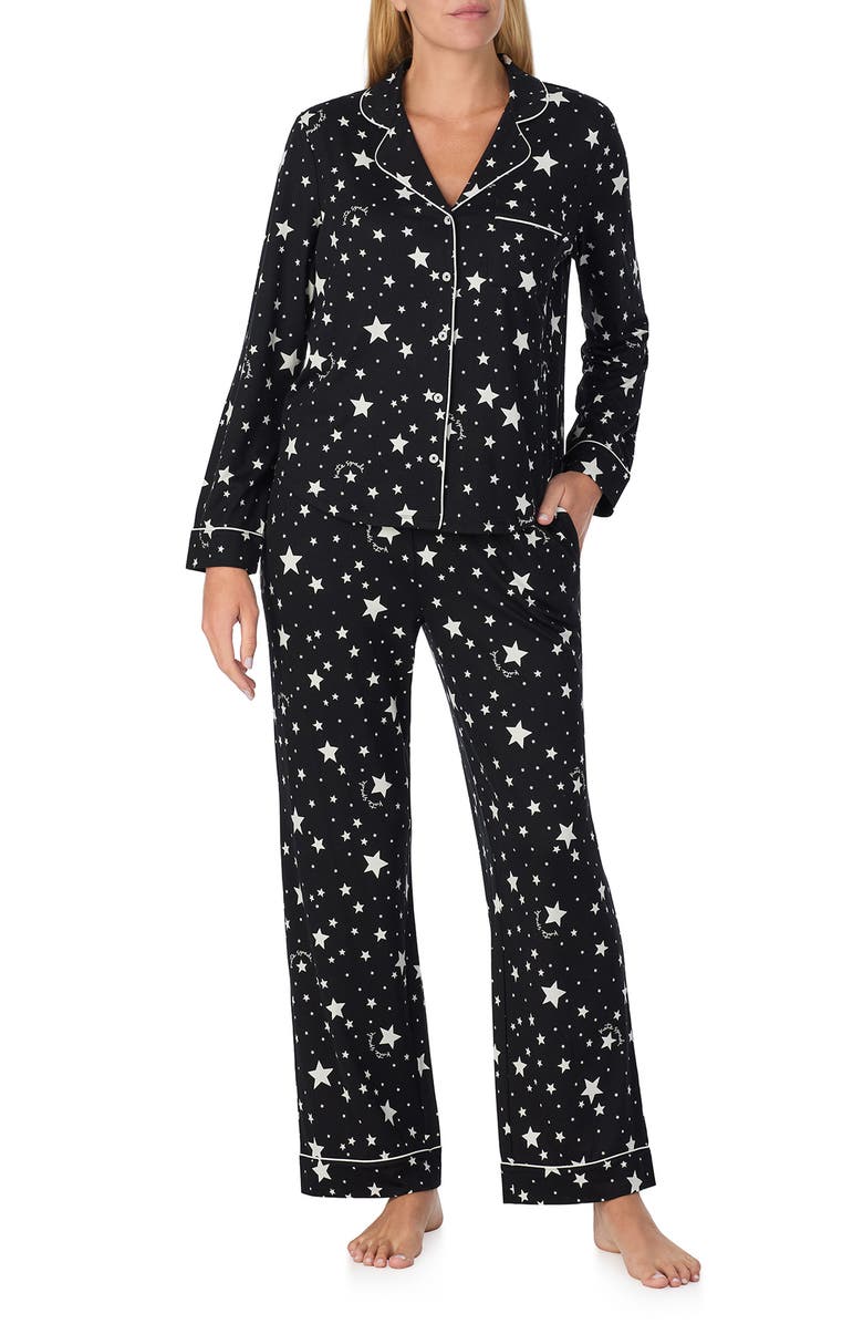 Kate Spade New York print pajamas, Main, color, Black Print