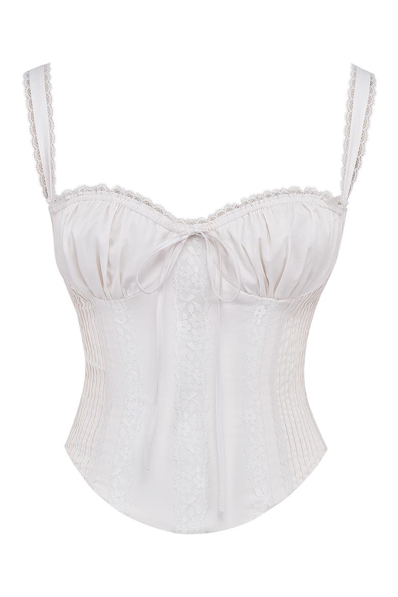 Gini Cotton Blend Corset Top, Alternate, color, WHITE