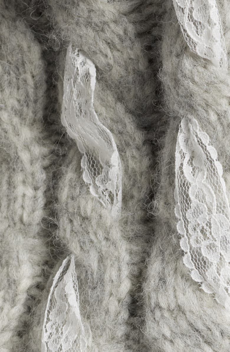 LoveShackFancy Louella Cable Knit Cardigan, Alternate, color, 