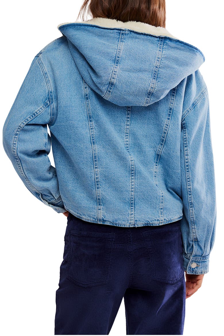 We the Free Asher Faux Shearling Lined Denim Jacket, Alternate, color, SNOWDRIFT WASH