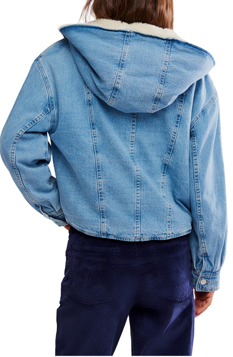Free People We the Free Asher Faux Shearling Lined Denim Jacket, Alternate, color, Snowdrift Wash