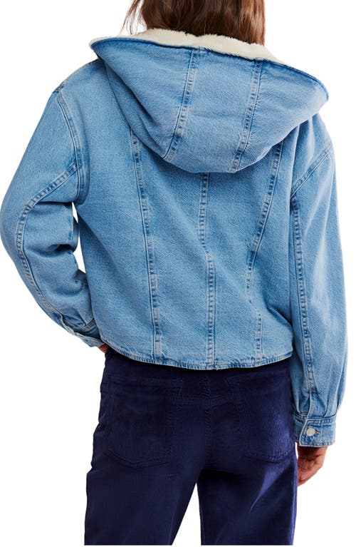 Free People We The Free Asher Faux Shearling Lined Denim Jacket In Blue