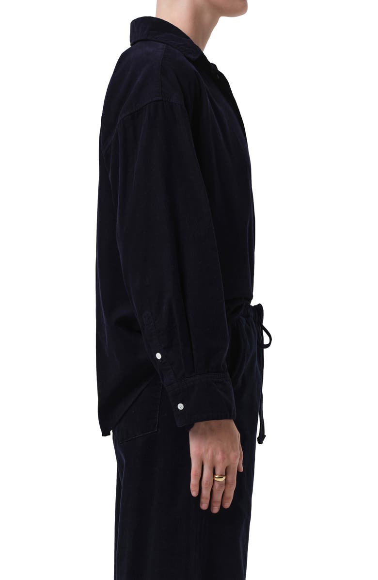 Citizens of Humanity Kayla Oversize Corduroy Button-Up Shirt, Alternate, color, True Navy