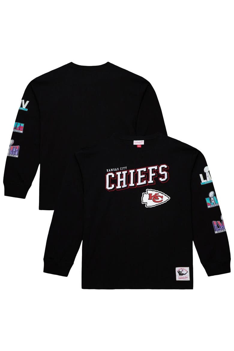 Men's Mitchell & Ness  Black Kansas City Chiefs Training Camp Vintage Logos Long Sleeve T-Shirt, Alternate, color, Black