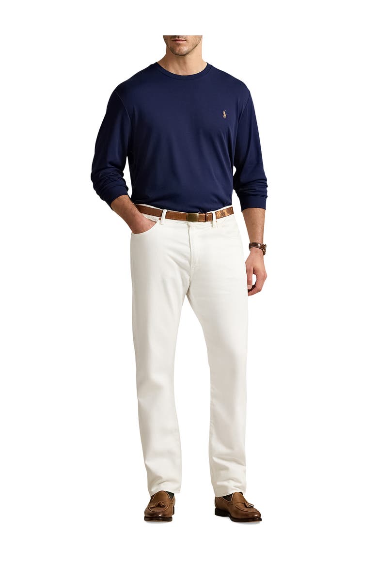 Big & Tall Soft Cotton Long-Sleeve Tee, Alternate, color, REFINED NAVY