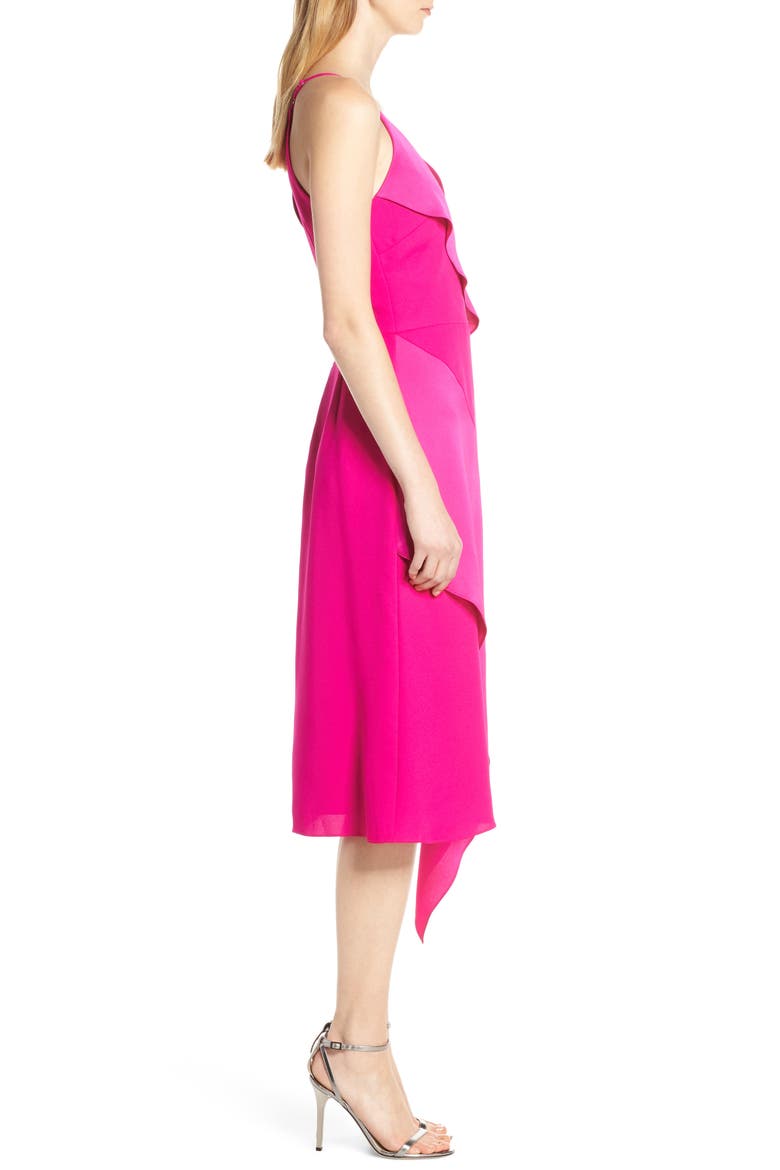 Asymmetrical Ruffle Dress, Alternate, color, MAGENTA
