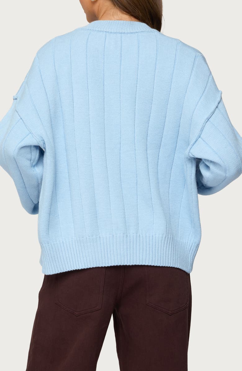 EDIKTED Joanie Wide Rib Cardigan, Alternate, color, Blue