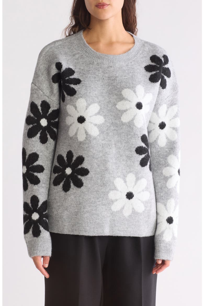 Daisy Jacquard Sweater, Main, color, H. GREY FLORAL