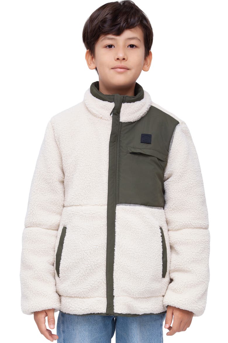 Kids' Reversible Warm Fleece Puffer Jacket, Alternate, color, Olive