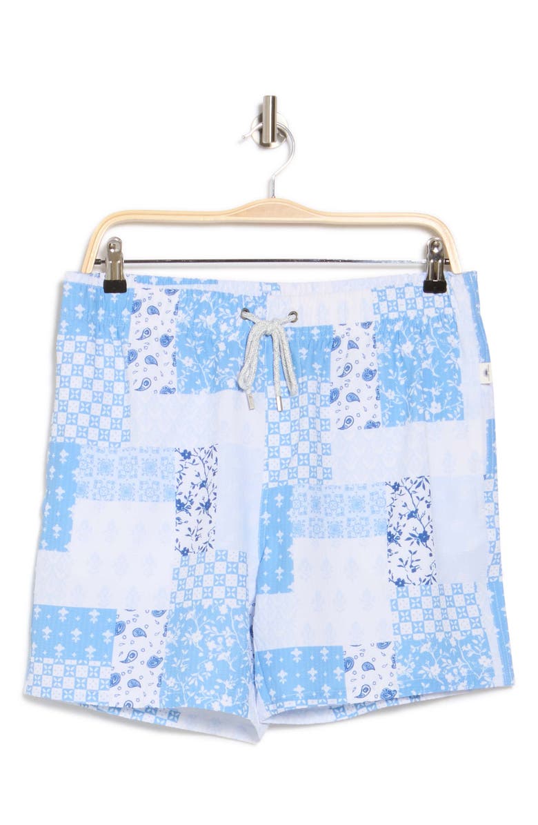 Vintage Summer Seersucker Volley Swim Trunks, Alternate, color, Blue