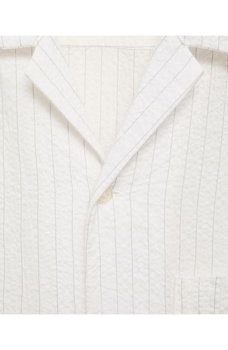 MANGO Stripe Relaxed Fit Stretch Cotton Camp Shirt, Alternate, color, Off White