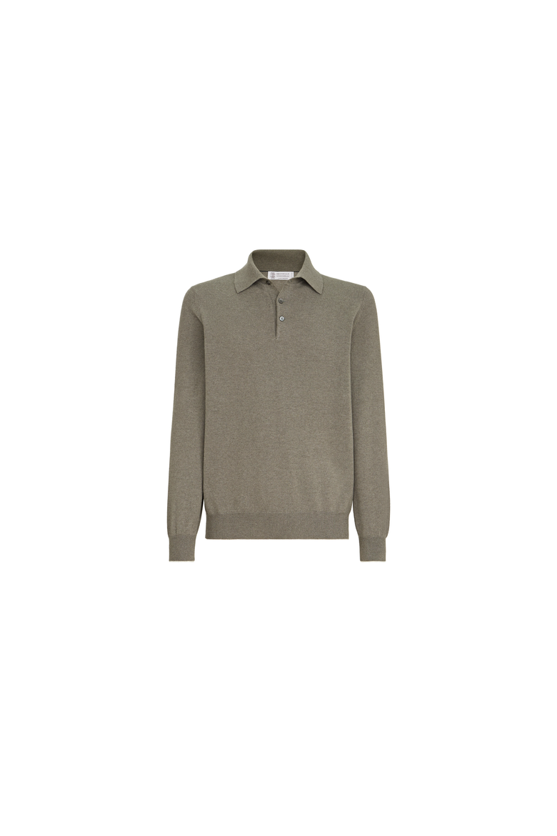 Cashmere knit polo shirt, Alternate, color, Military