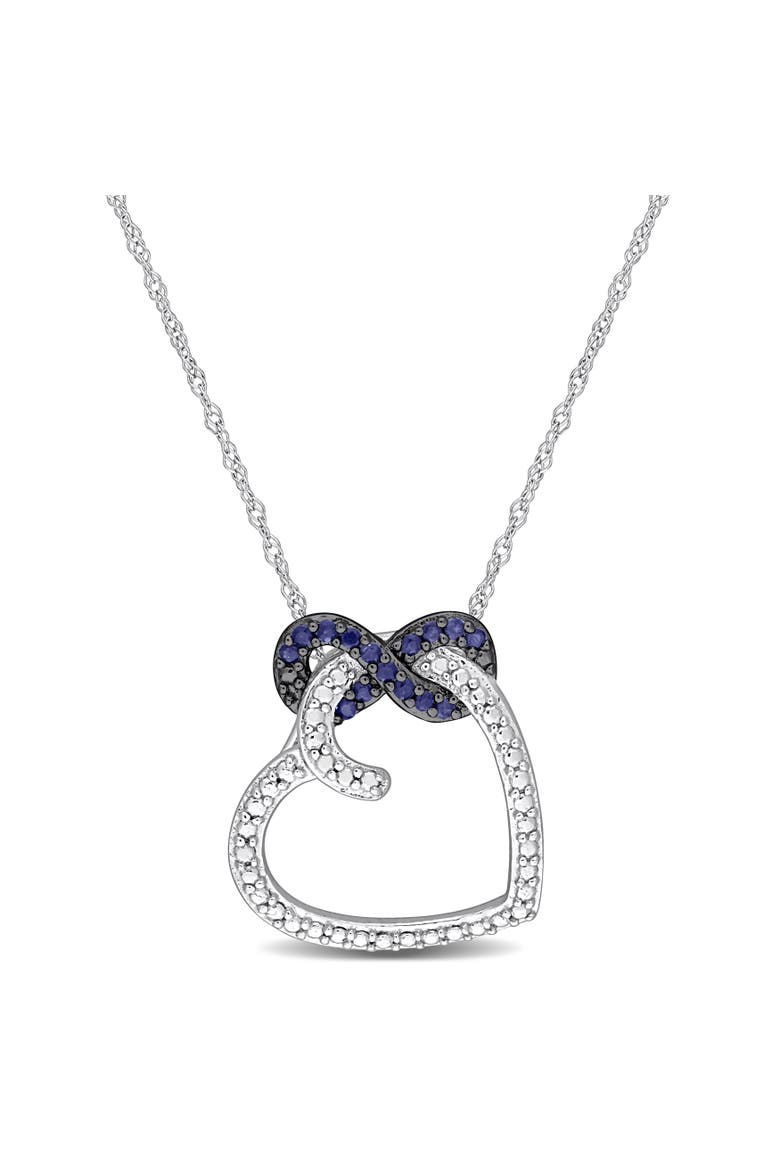 Gemstone Infinity Heart Necklace 10K, Main, color, Sapphire