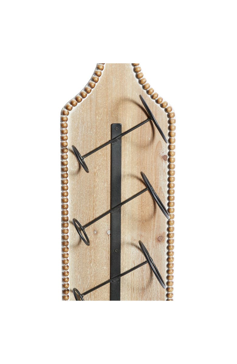 SONOMA SAGE HOME Brown Wood Bottle Shaped Wall Wine Rack with Beaded Frame, Alternate, color, Brown