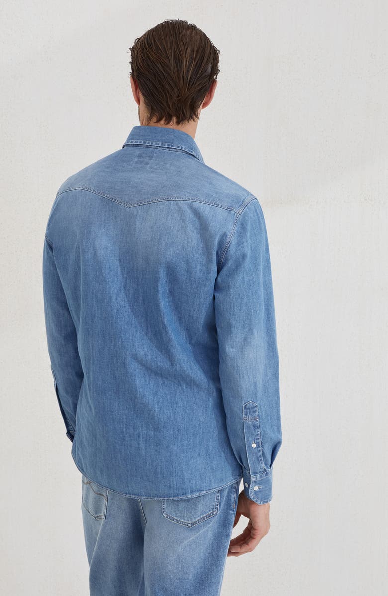 Brunello Cucinelli Lightweight denim shirt, Alternate, color, Medium Denim