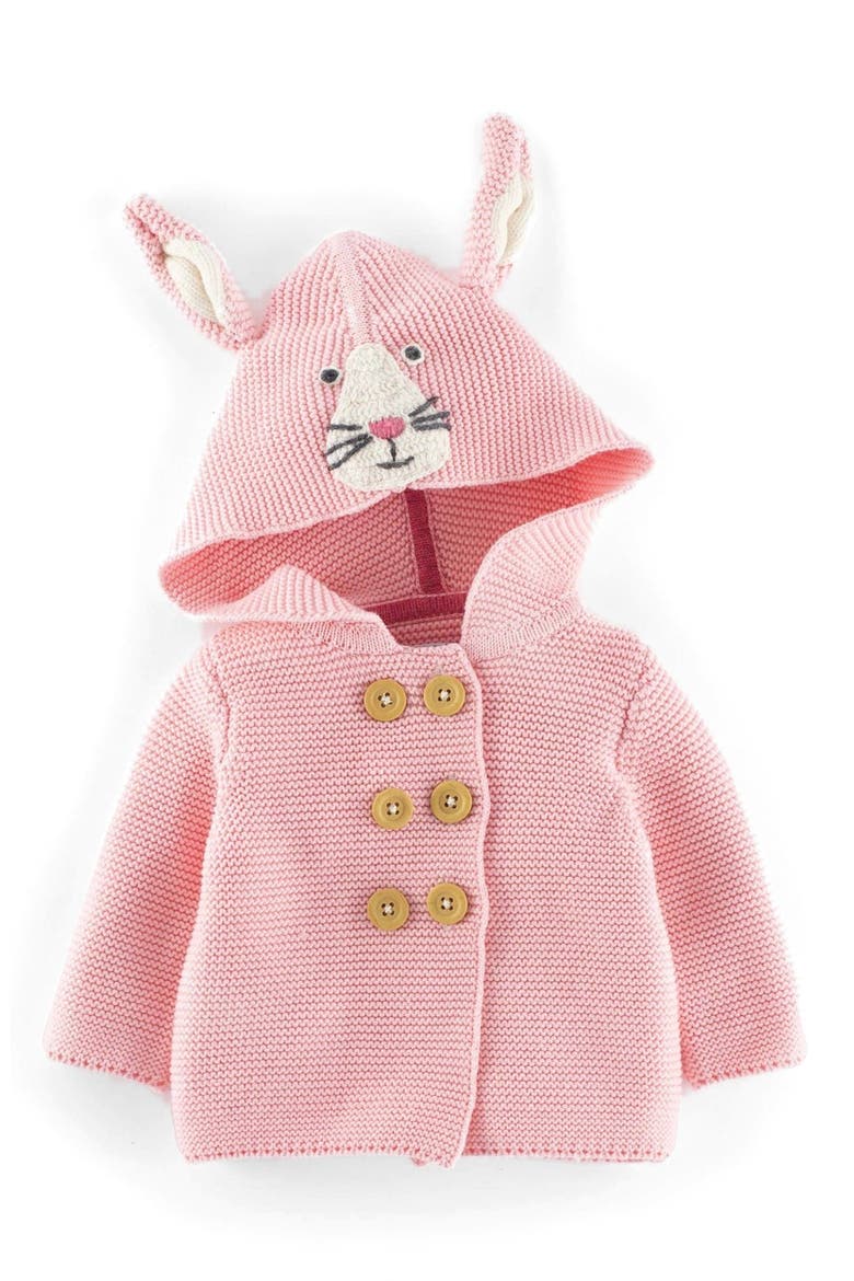 Hooded Knit Jacket, Main, color, BLUSH/ RABBIT