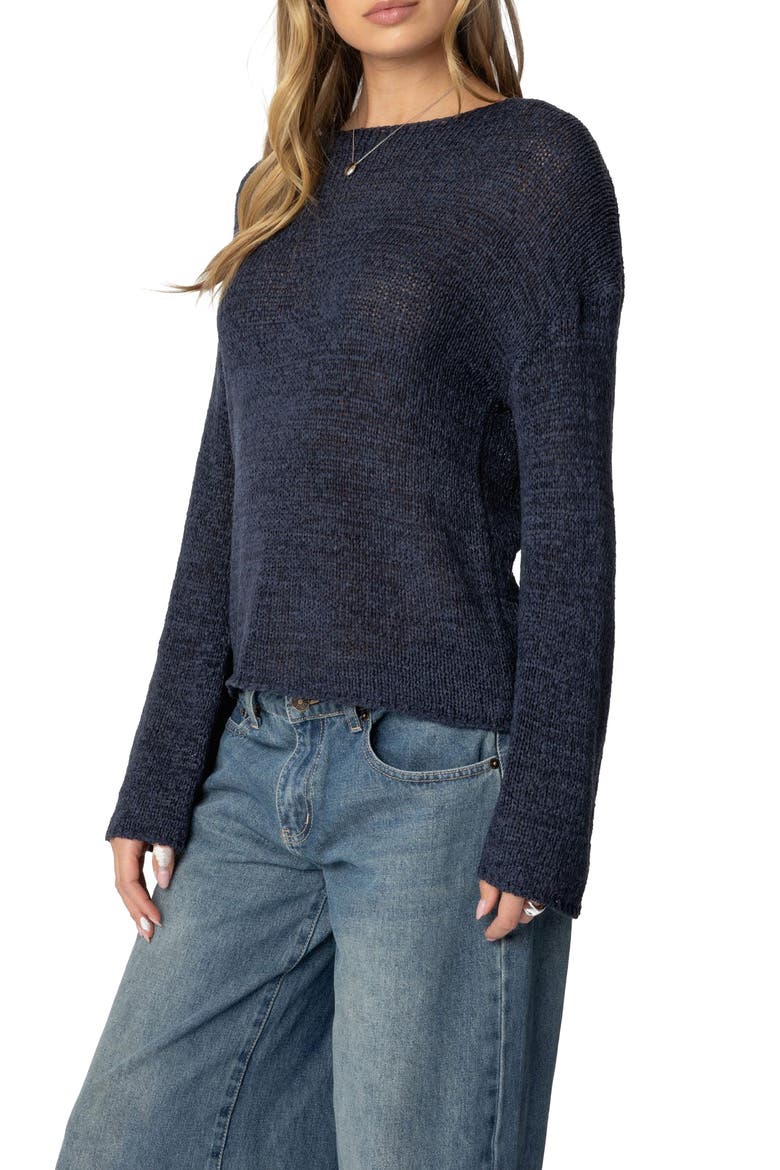 Drop Shoulder Sweater, Alternate, color, NAVY