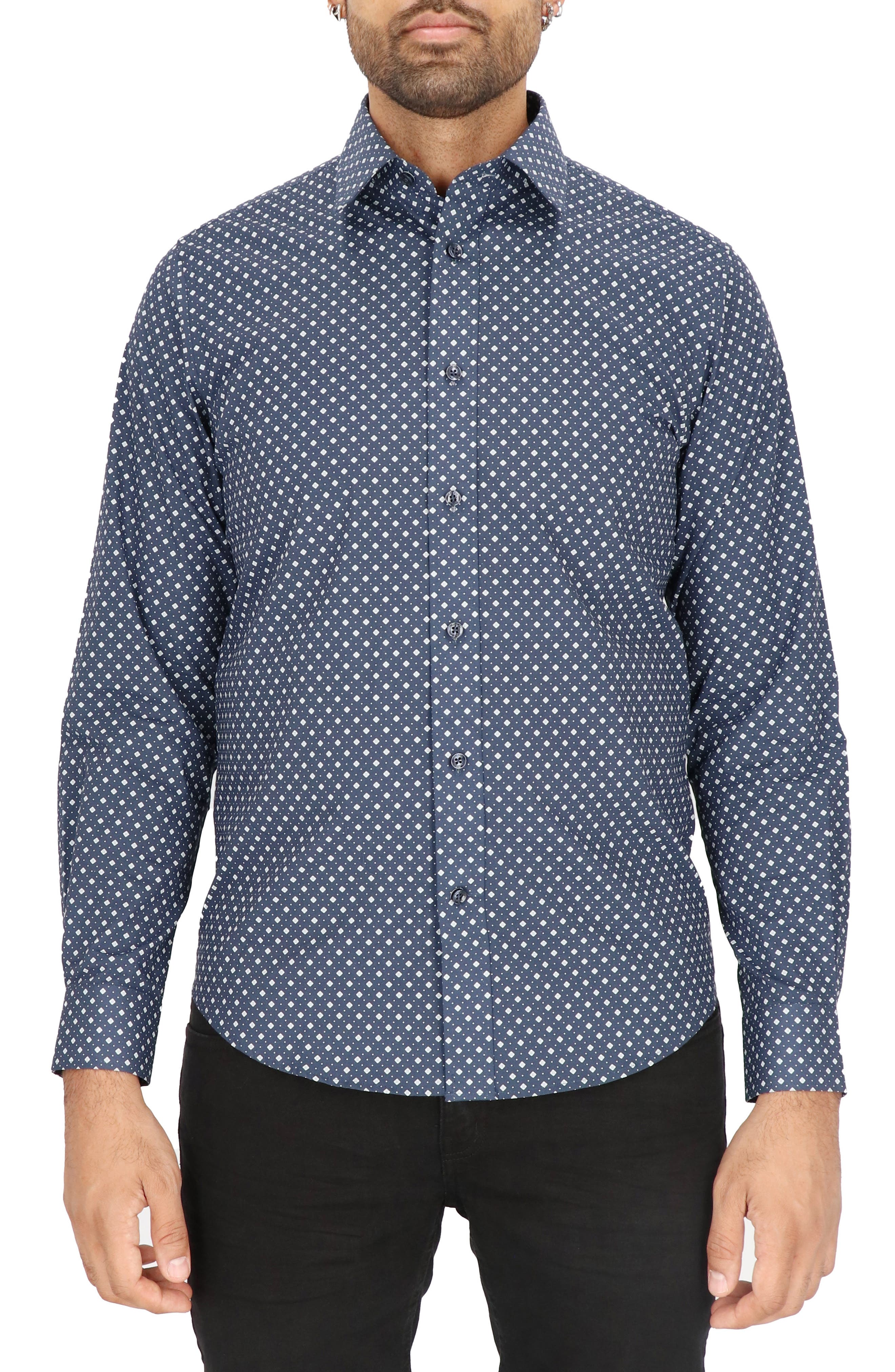 Scotch & Soda Modern Fit Diamond Stretch Cotton Dress Shirt