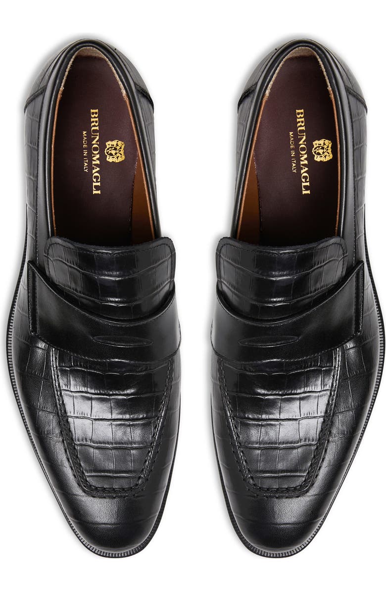 Bruno Magli Nathan Croc Embossed Penny Loafer, Alternate, color,