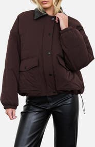 Blu Pepper Contrast Collar Puffer Jacket