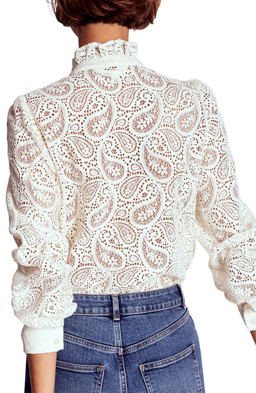 Boden Sasha Sheer Lace Button-up Shirt In White