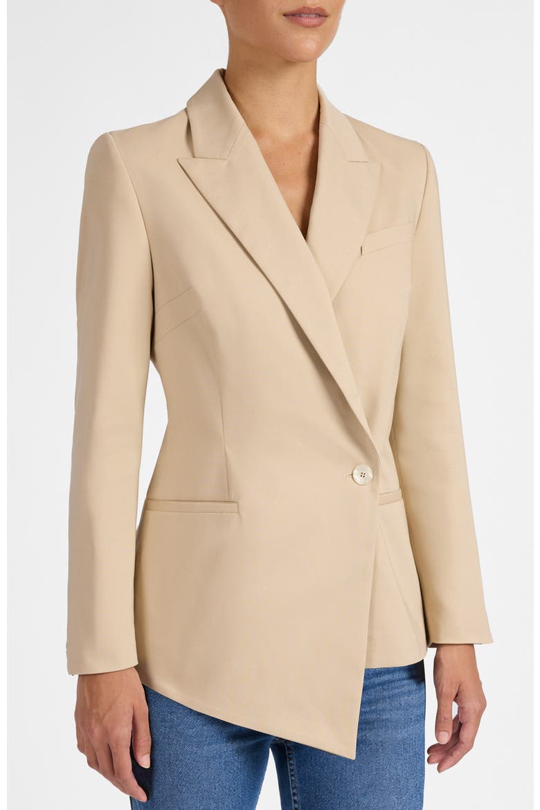 Mara Asymmetrical Blazer in Cotton Stretch, Main, color, Latte