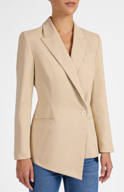 Mara Asymmetrical Blazer in Cotton Stretch