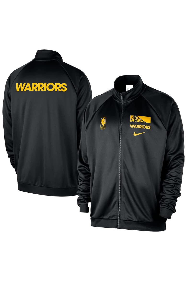 Men's Nike Black Golden State Warriors Courtside Pique Club Full-Zip Track Jacket, Main, color, Black