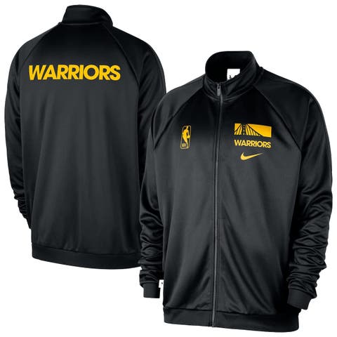 Men's Nike Black Golden State Warriors Courtside Pique Club Full-Zip Track Jacket