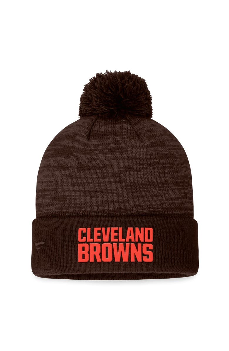 FANATICS Men's Fanatics Branded Brown Cleveland Browns Defender Cuffed Knit Hat with Pom, Alternate, color,