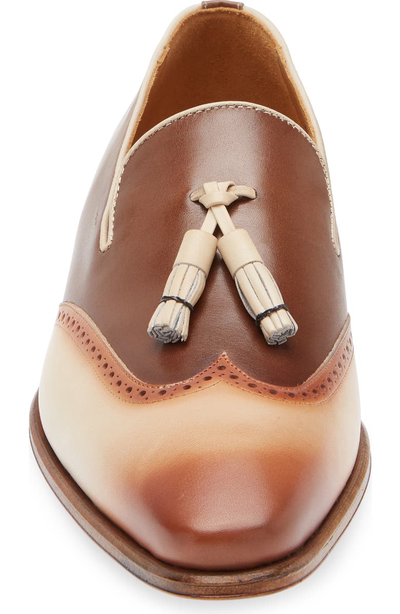 Mezlan Jucar Wingtip Tassel Loafer, Alternate, color, Bone/ Chocolate