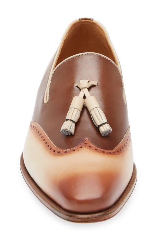 Mezlan Jucar Wingtip Tassel Loafer In Bone/chocolate