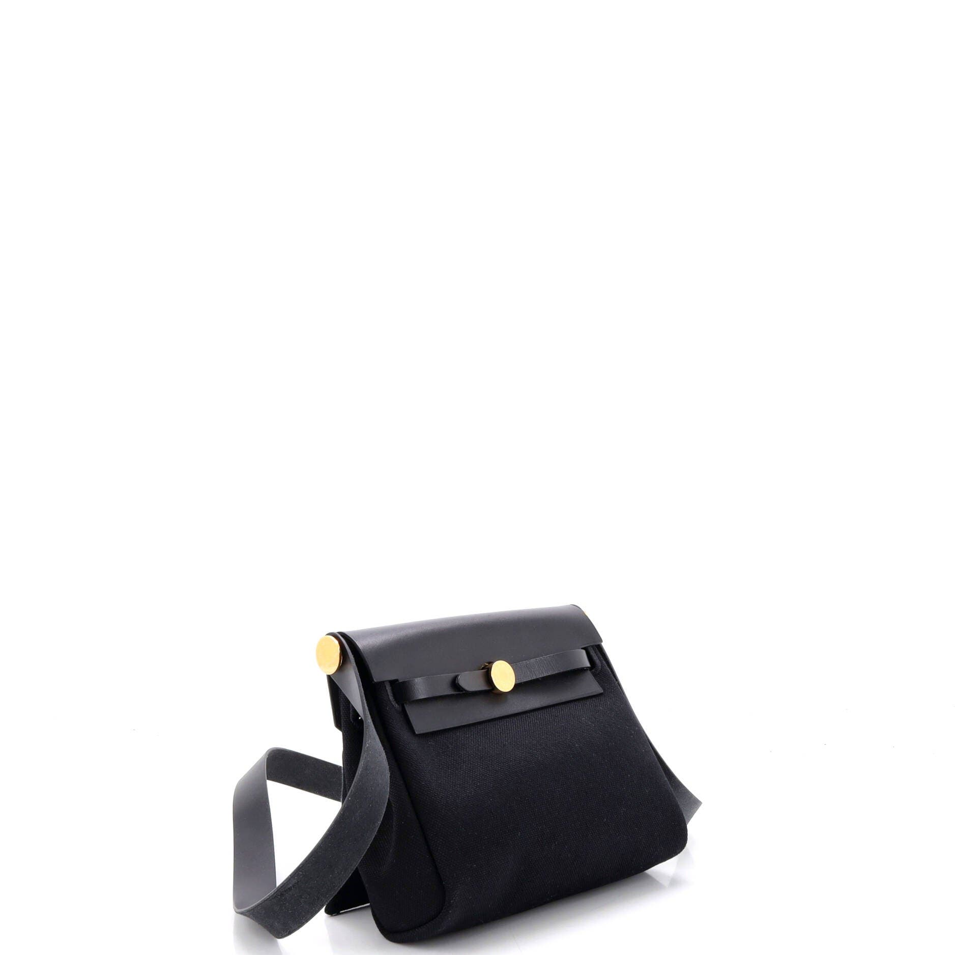 Pre-Owned Hermes Herbag Zip Toile and Leather 20, Alternate, color, Noir