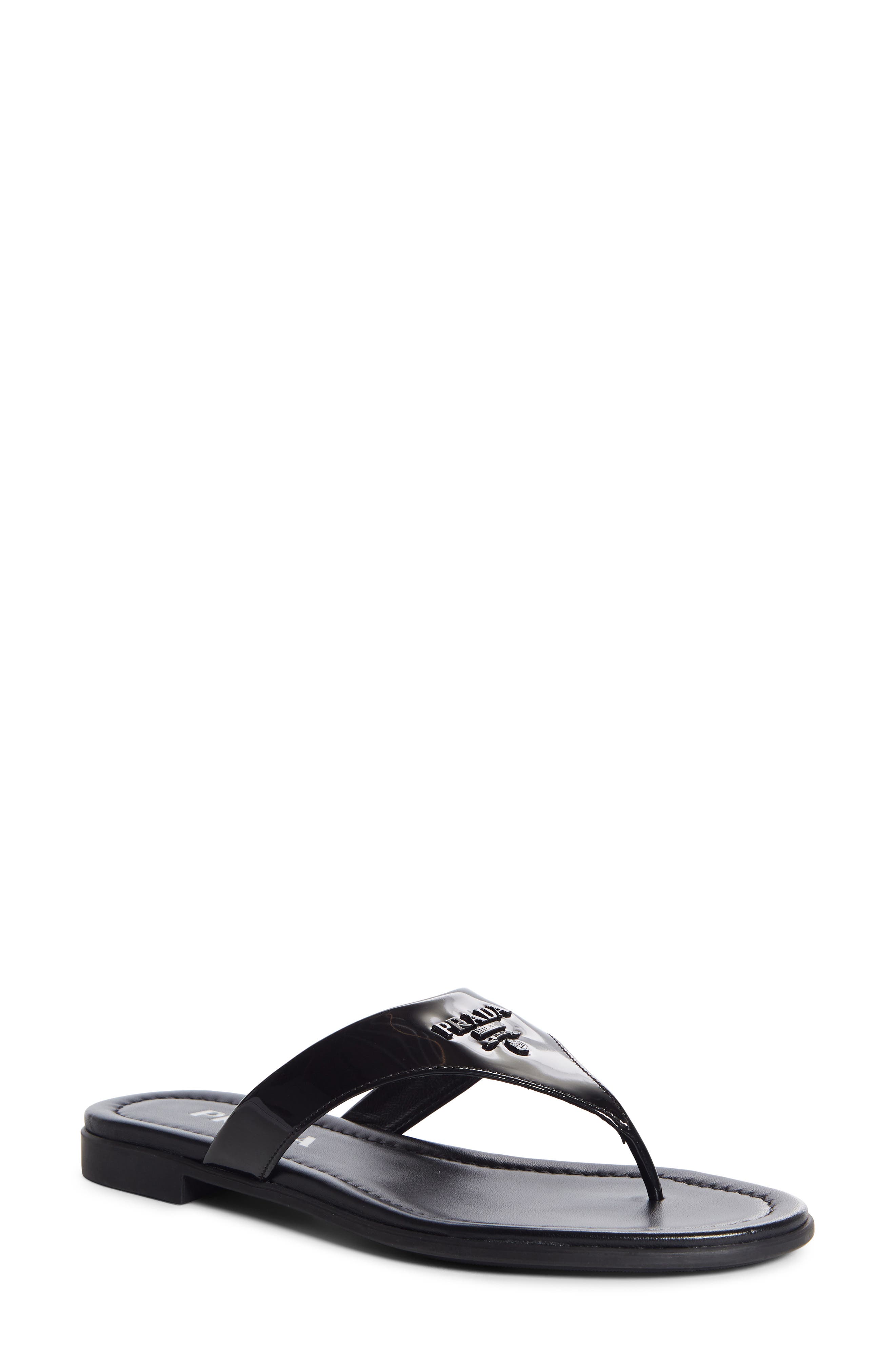 Prada Logo Thong Sandal, Main, color, 