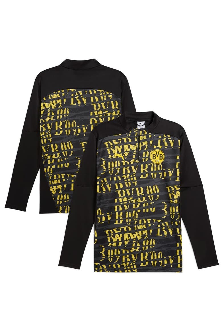 Men's Puma  Black Borussia Dortmund 2024/25 Pre-Match Quarter-Zip Top, Alternate, color, Black