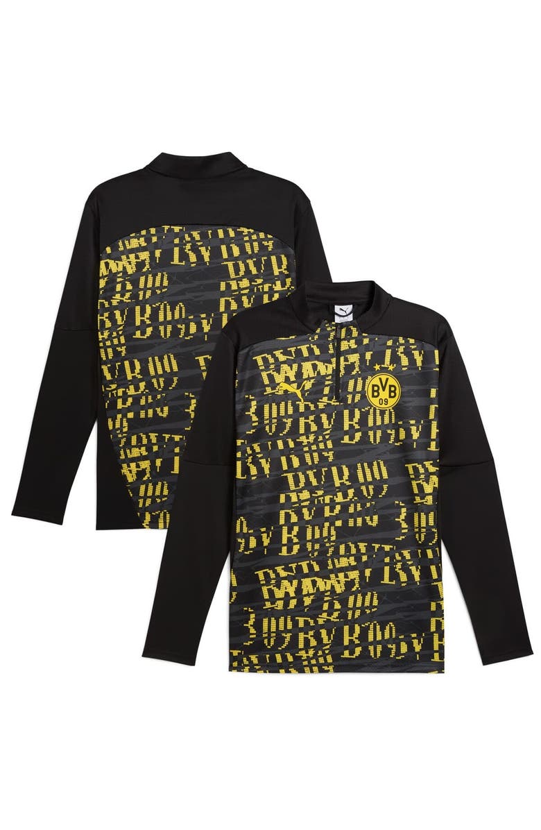 PUMA Men's Puma Black Borussia Dortmund 2024/25 Pre-Match Quarter-Zip Top, Alternate, color, Black