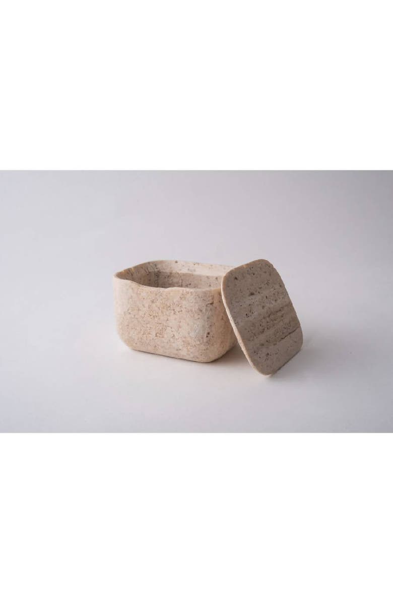 AndJacob Decor Less Is More Square Container, Alternate, color, Travertine Marble